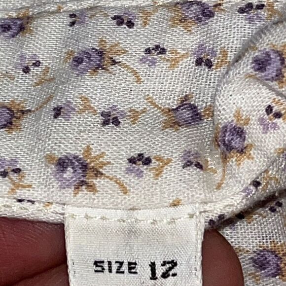 Girl’s Vintage Shirt Sz 12 Little Flowers Pointed Collar Button Down SS Spring - Picture 9 of 9